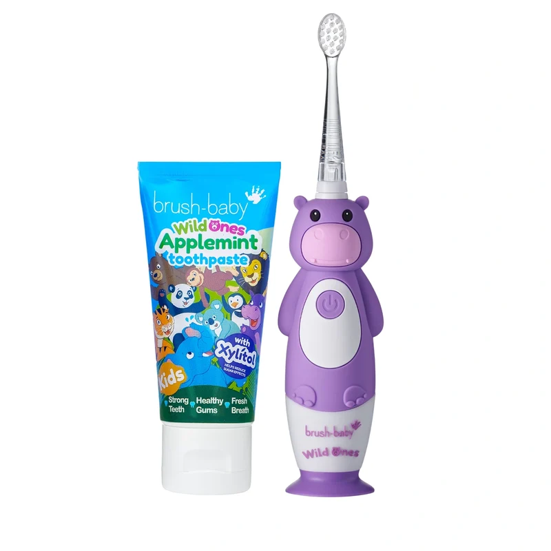 WildOnes™ Hippo Kids Electric Rechargeable Toothbrush and WildOnes Applemint Toothpaste