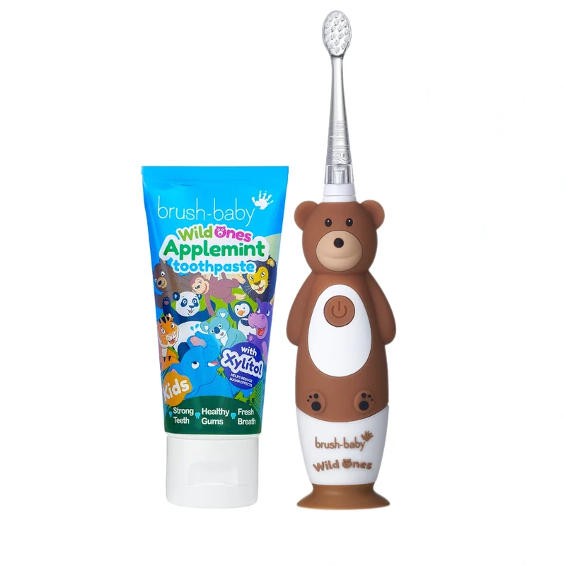 WildOnes™ Bear Kids Electric Rechargeable Toothbrush and WildOnes Applemint Toothpaste