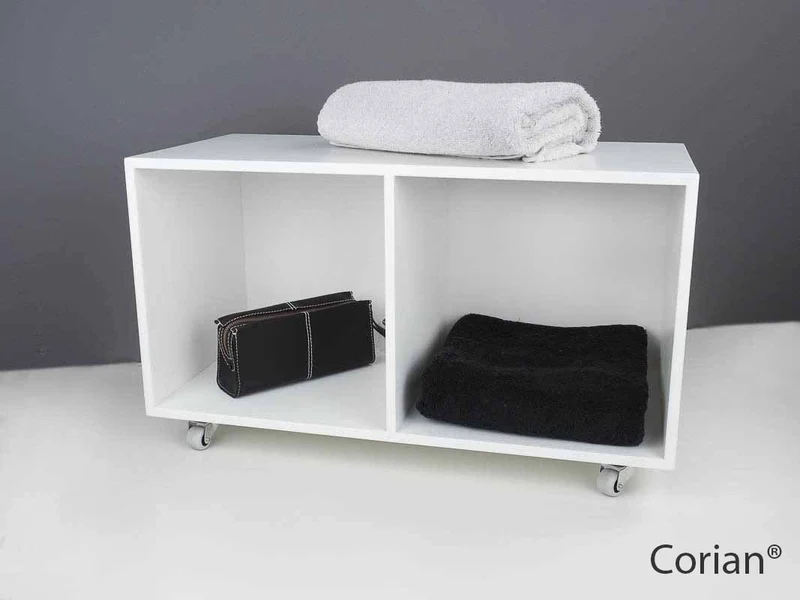 Roll-Sideboard mit Rückwand Corian® Weiß matt