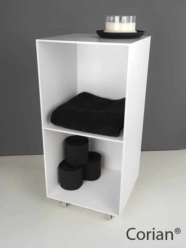Rollcontainer mit Rückwand Corian® Weiß matt