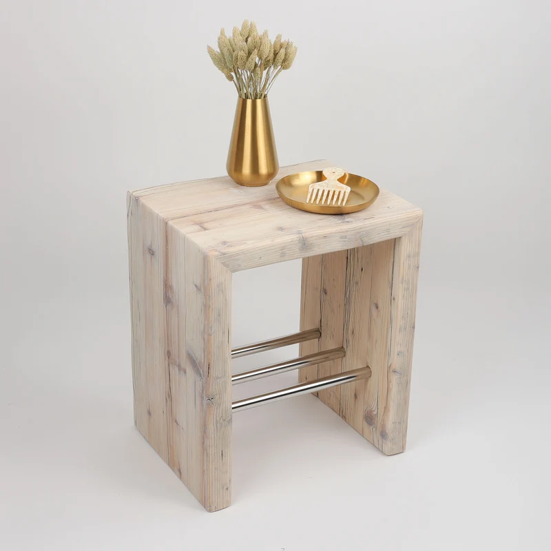 Hocker Altholz - Weiß geölt