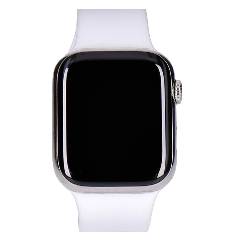 Apple Watch Series 8 45mm GPS + 4G Silber Edelstahlgehäuse mit Sportarmband Weiß