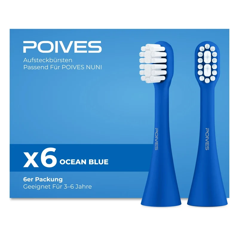 POIVES NUNI Aufsteckbürsten - 6er Ocean Blue