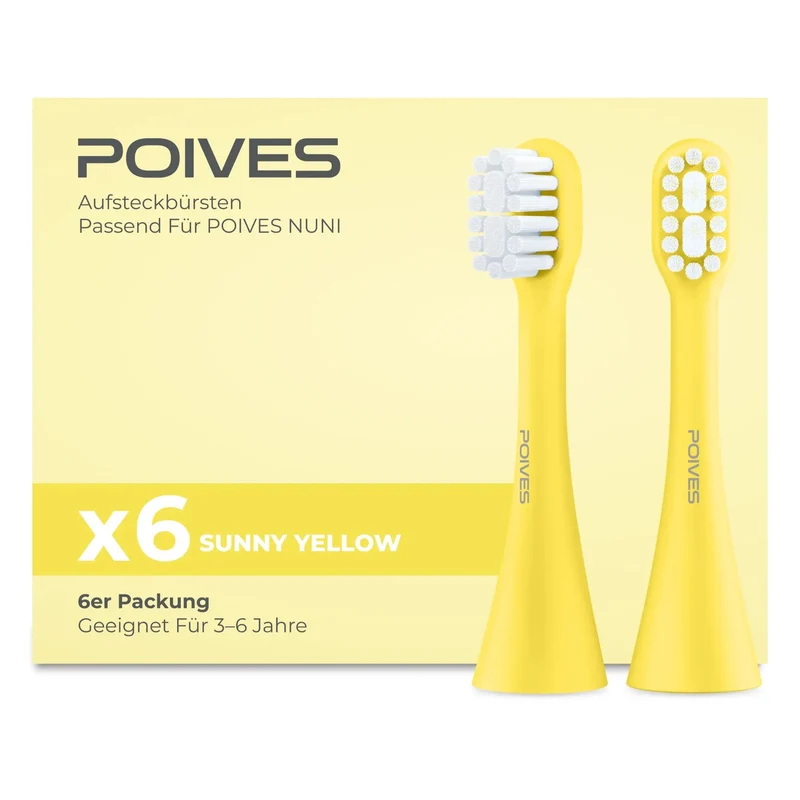 POIVES NUNI Aufsteckbürsten - 6er Sunny Yellow