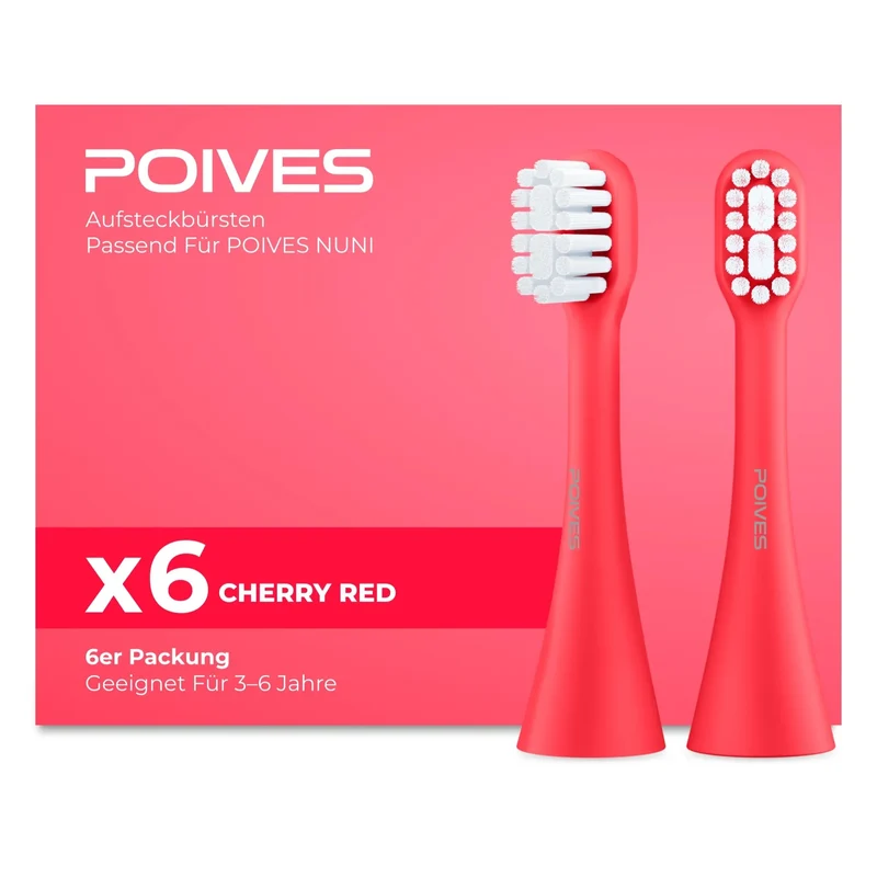 POIVES NUNI Aufsteckbürsten - 6er Cherry Red