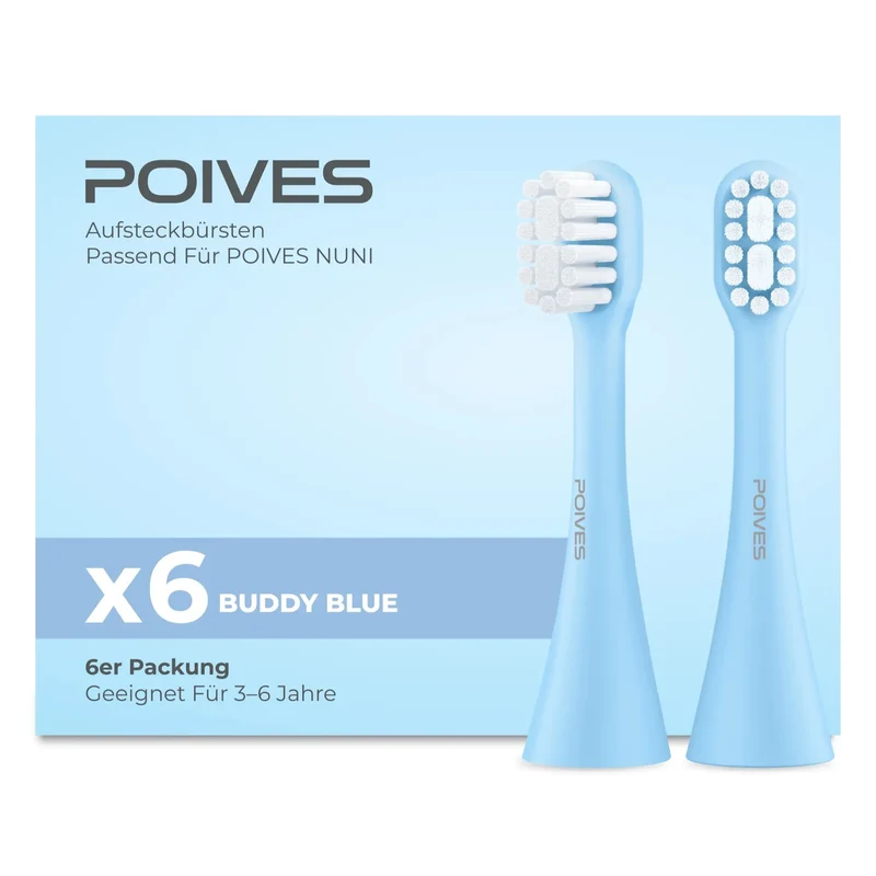 POIVES NUNI Aufsteckbürsten - 6er Buddy Blue