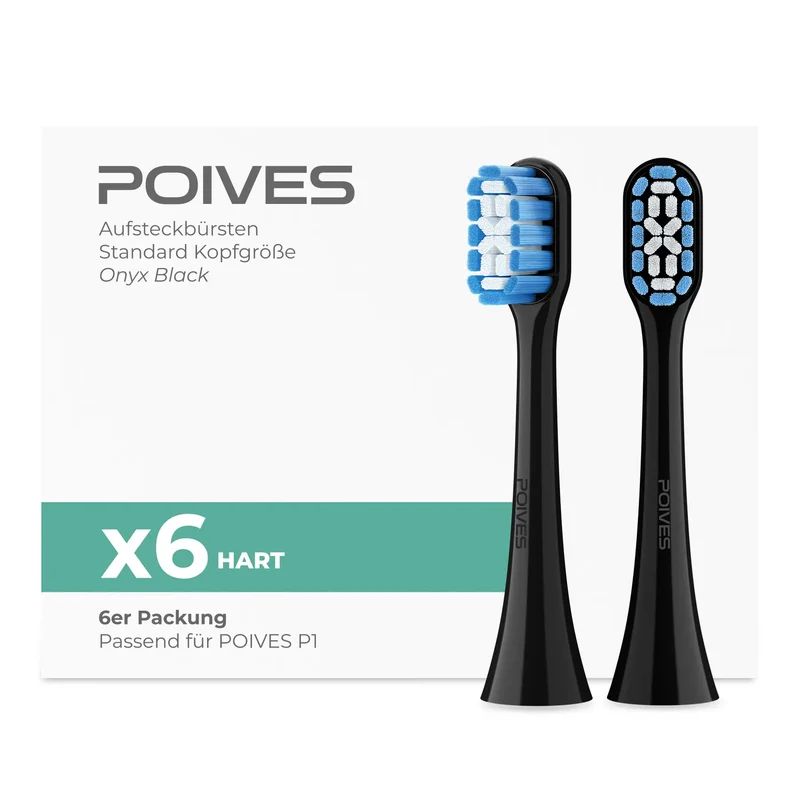 POIVES P1 Pro Hart Aufsteckbürsten | Onyx Black