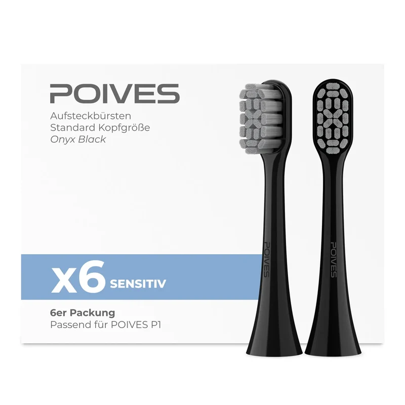 POIVES P1 Pro Sensitive Aufsteckbürsten | Onyx Black