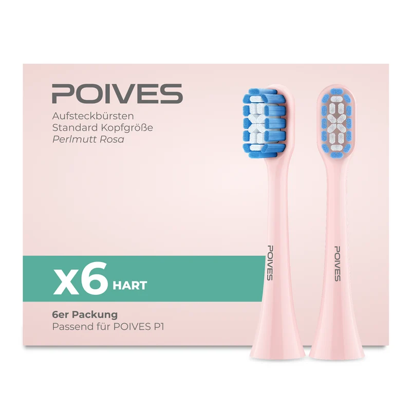 POIVES P1 Pro Hart Aufsteckbürsten | Perlmutt Rosa