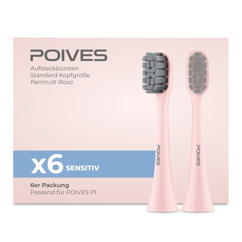 POIVES P1 Pro Sensitive Aufsteckbürsten | Perlmutt Rosa