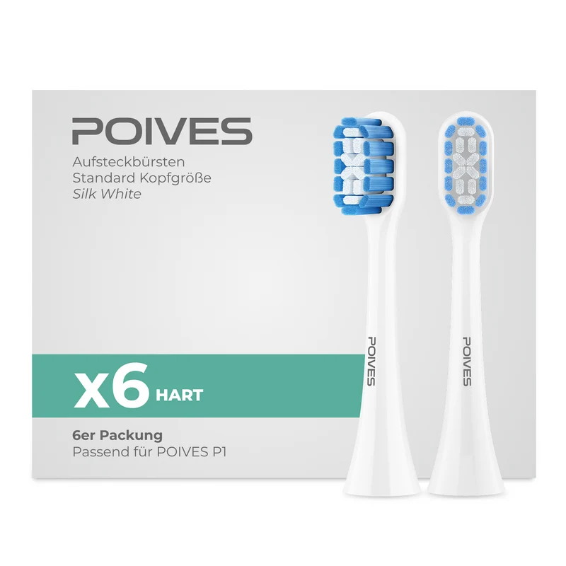 POIVES P1 Pro Hart Aufsteckbürsten | Silk White