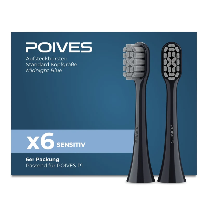 POIVES P1 Pro Sensitive Aufsteckbürsten | Midnight Blue