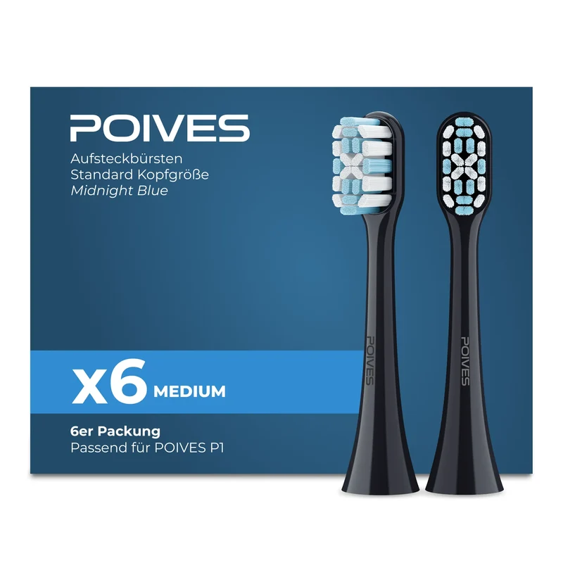 POIVES P1 Pro Medium Aufsteckbürsten | Midnight Blue