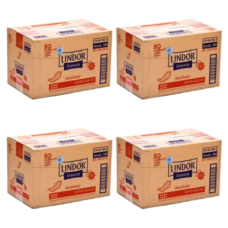 Lindor Super Night Anatomical Nappies, Pack of 4 x 80 units