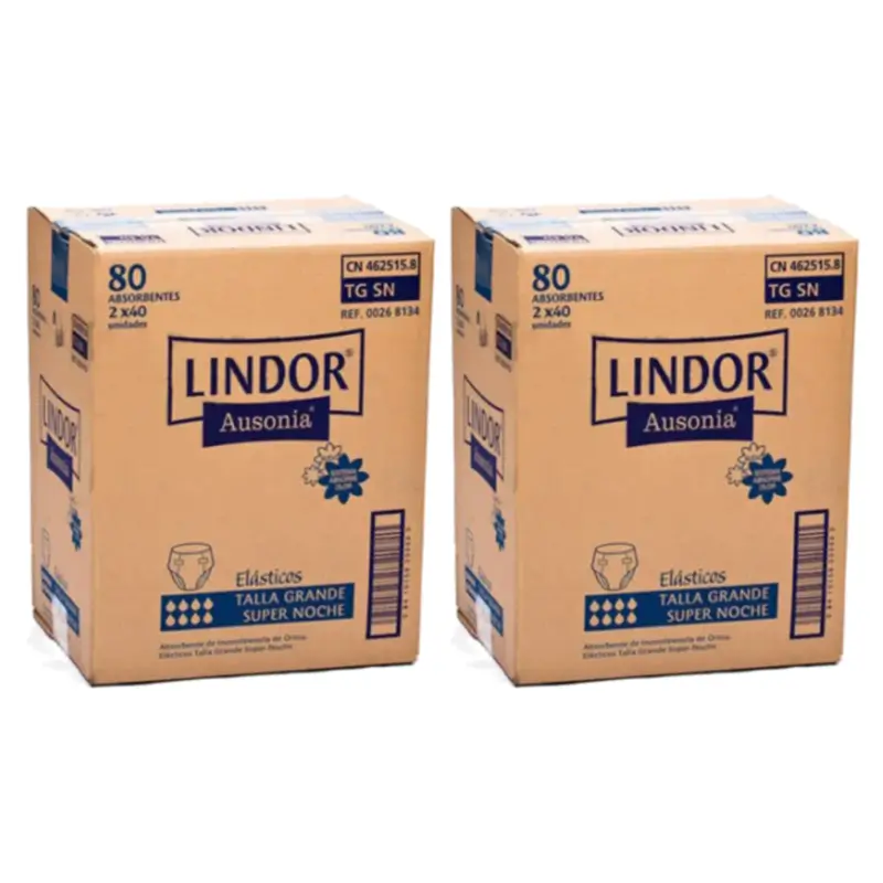 Lindor Super Night Stretch Nappies, Size L, Pack of 2 x 80 nappies