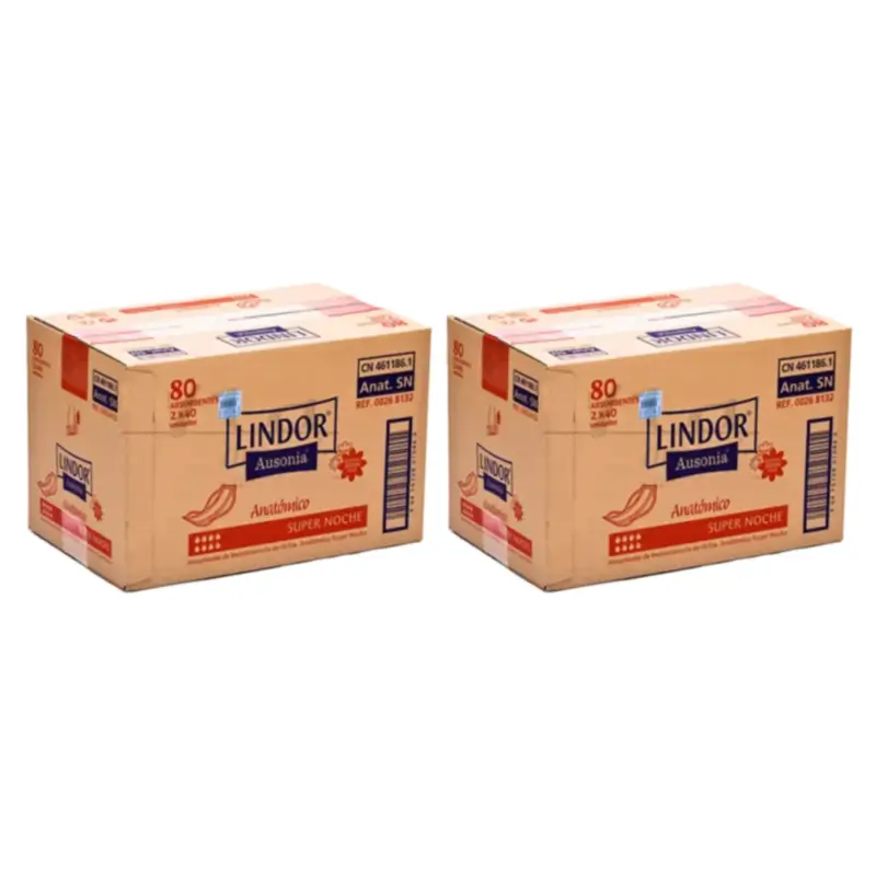 Lindor Super Night Anatomical Nappies, Pack of 2 x 80 units