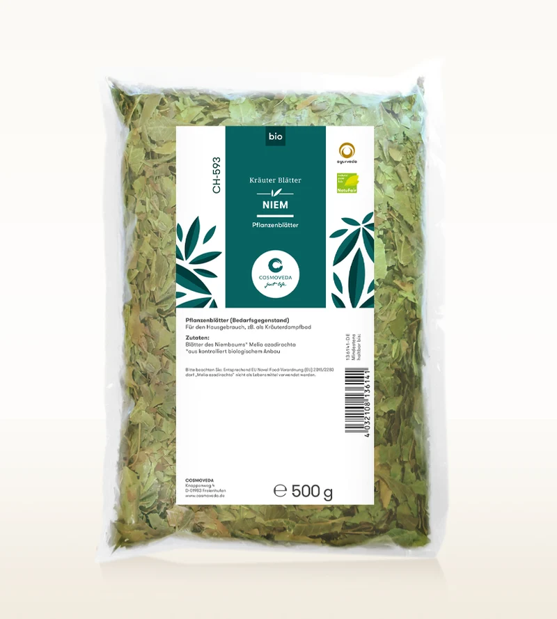 Cosmoveda Bio Neem (Niem) Pflanzenblätter, 500 g