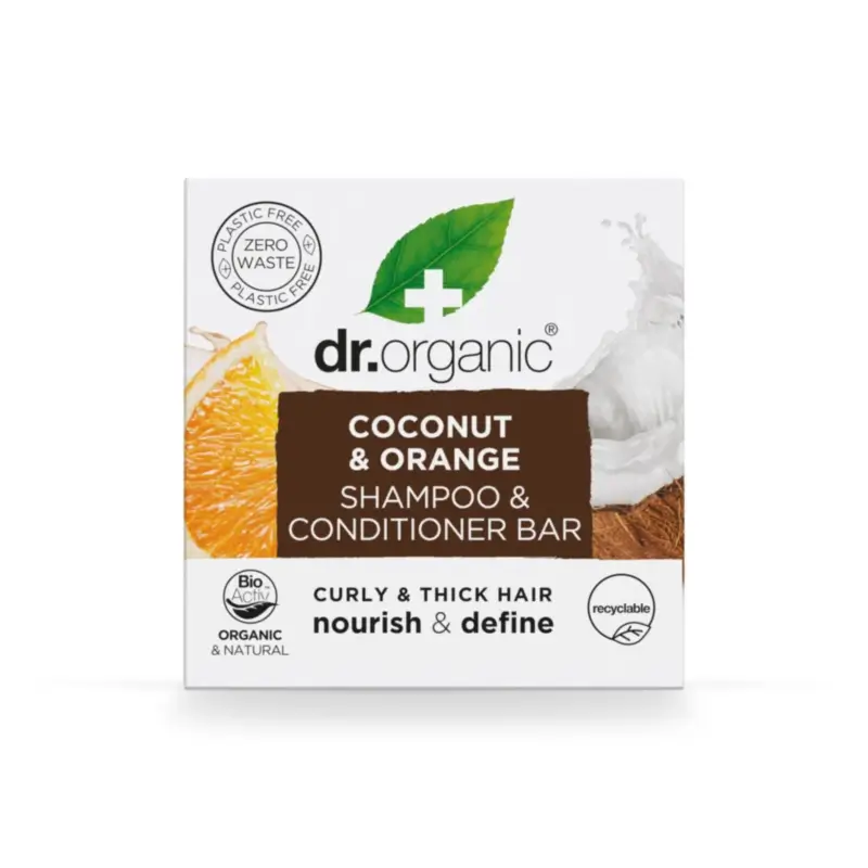 Dr.Organic Coconut and Orange Solid Shampoo & Conditioner – For Thick or Curly Hair, 75 ml