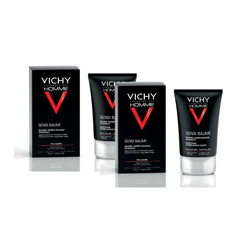Vichy Homme Sensi-Baume Soothing After-Shave Balm 75 ml, pack of 2
