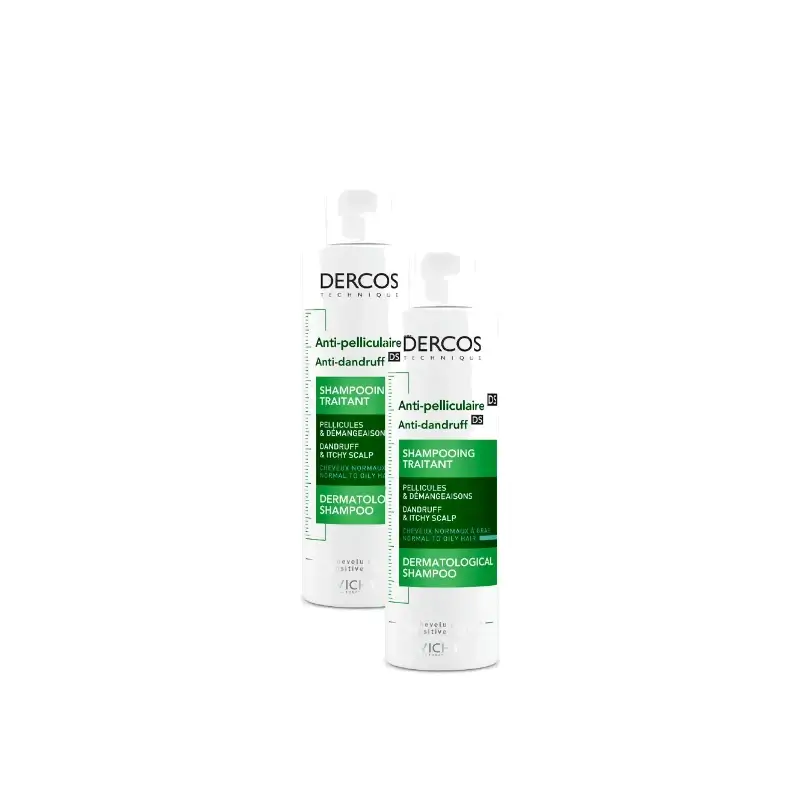 Vichy Dercos Anti-Dandruff Shampoo for Oily Scalp 200 ml, pack of 2