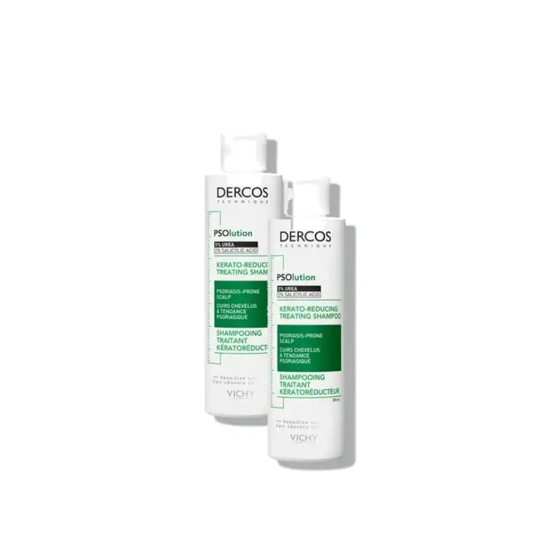 Vichy Dercos Psolution Anti-Dandruff and Anti-Itch Shampoo, pack of 2