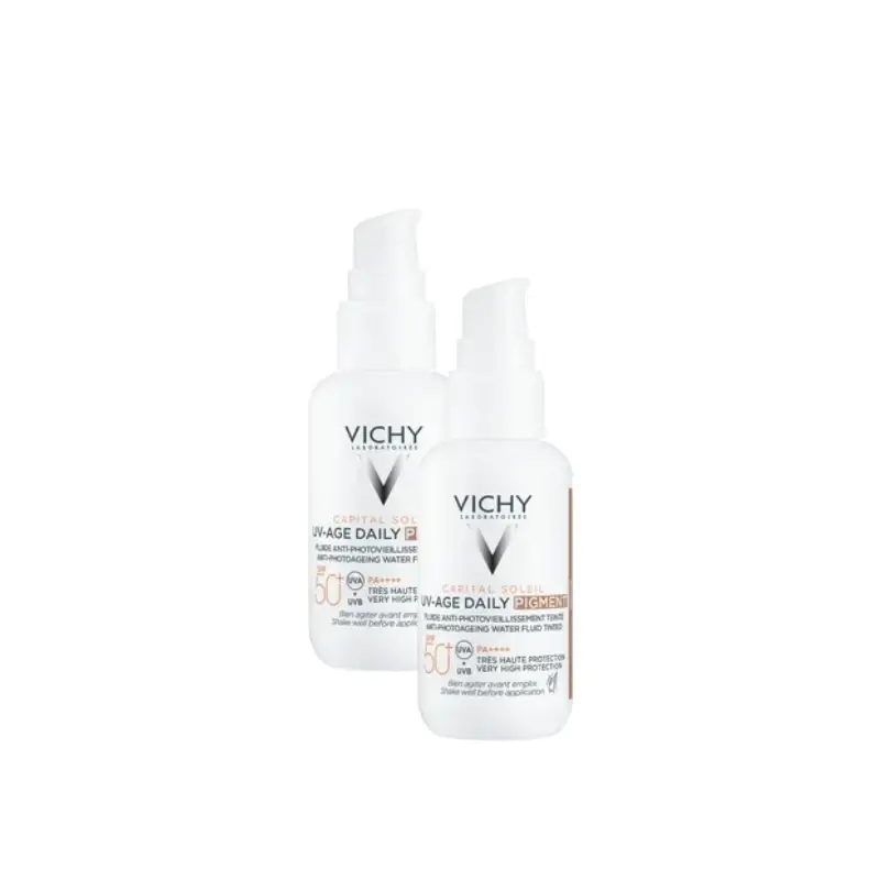 Vichy Capital Soleil UV Age Daily Sun Protection Fluid, Medium, SPF 50, 40ml, pack of 2