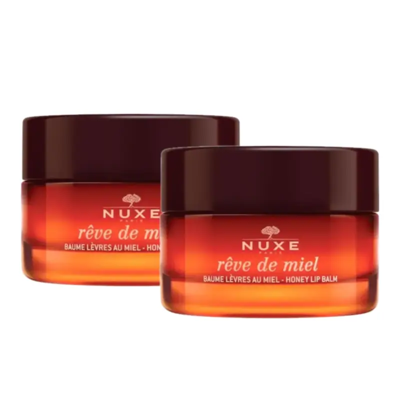 Nuxe Rêve de Miel Ultra-Nourishing and Restorative Honey Lip Balm, Pack of 2 x 15 ml