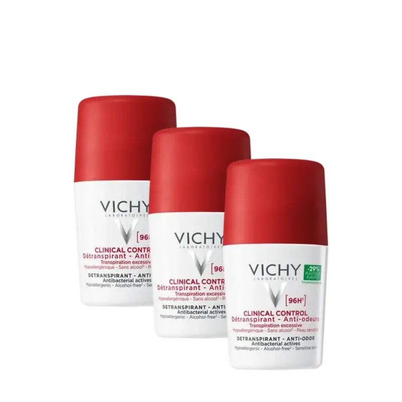 Vichy Clinical Control 96H Deodorant, pack of 3
