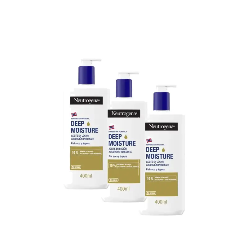 Neutrogena Body Moisturising Cream with Almond Oil, Pack of 3 x 400 ml