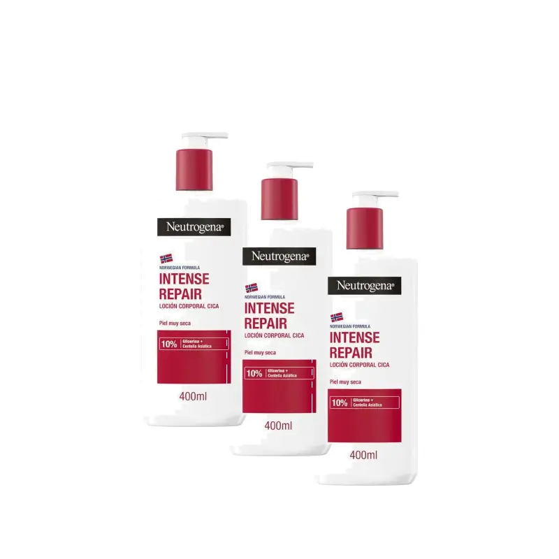 Neutrogena Cica Repairing Moisturising Body Cream for Very Dry Skin, Pack of 3 x 400 ml