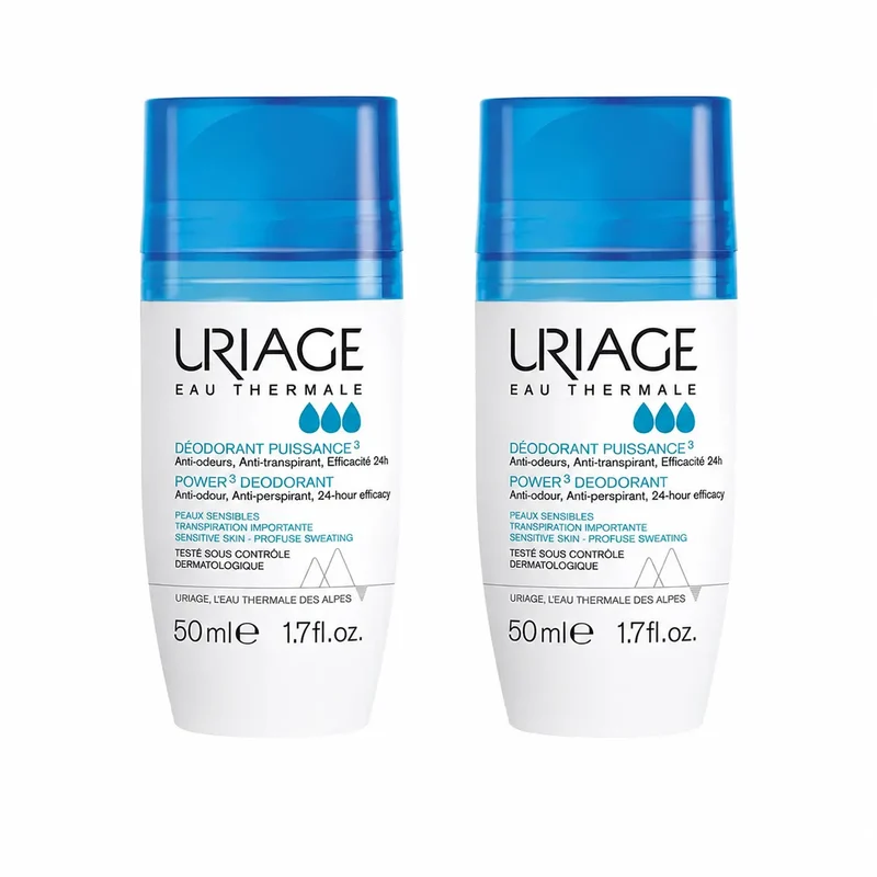 Uriage Tri-Active Deodorant 50ml, 24-hour protection, pack of 2