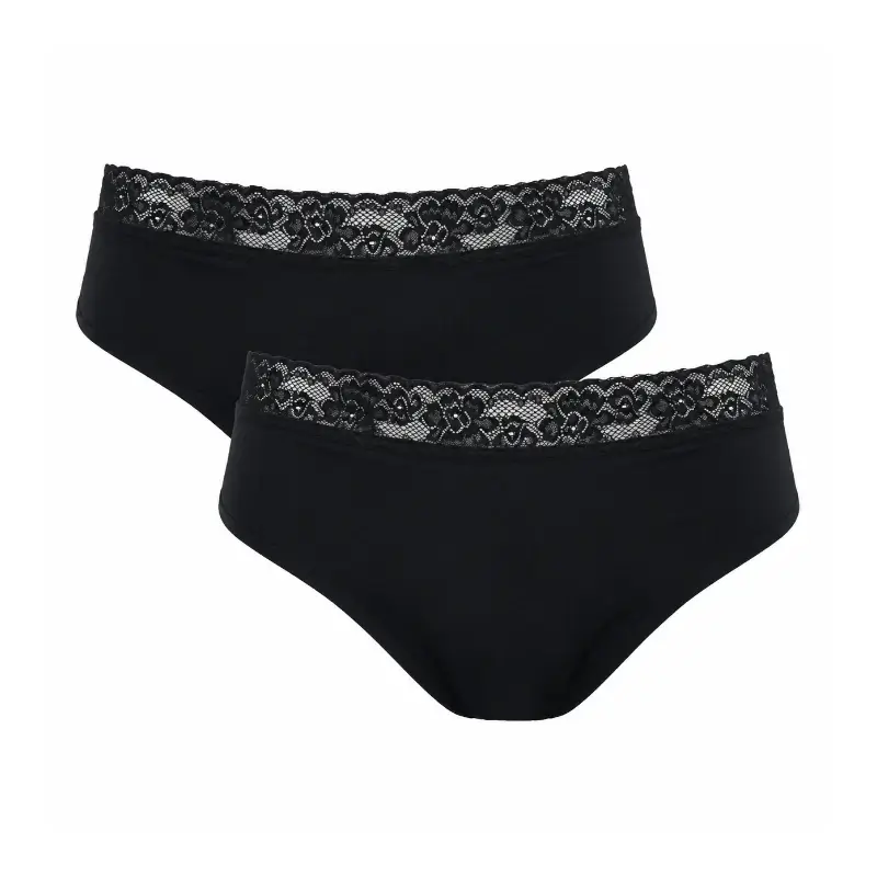 Enna Menstrual Panty Floral Classic Day - Heavy Flow, Size L, Black, Pack 2 Units