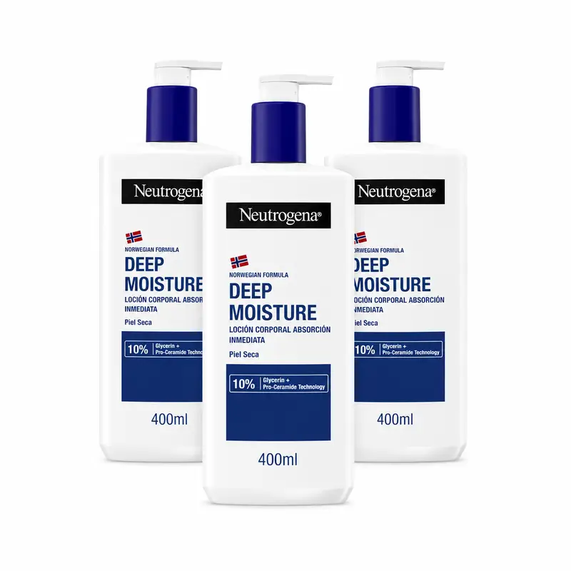 Neutrogena Moisturising Body Cream for Dry Skin, Pack of 3 x 400 ml