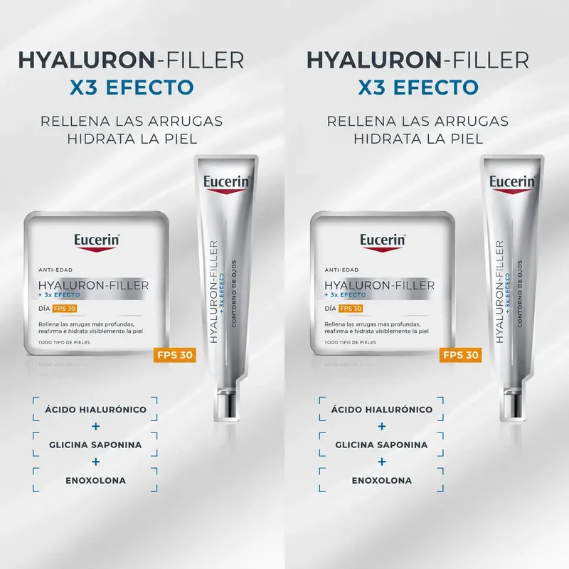 Eucerin Pack Hyluron-Filler Day Cream Spf30 + Eye Contour 15Ml, pack 2