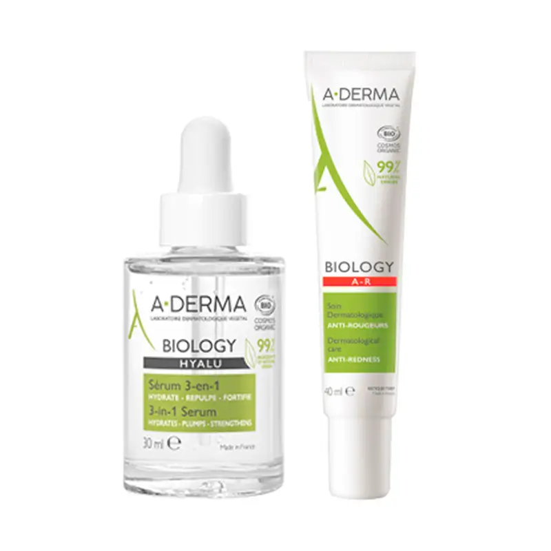A-Derma Biology Pack Anti-redness care, 40 ml + A-Derma Biology Hyalu Serum 3 in 1, 30 ml