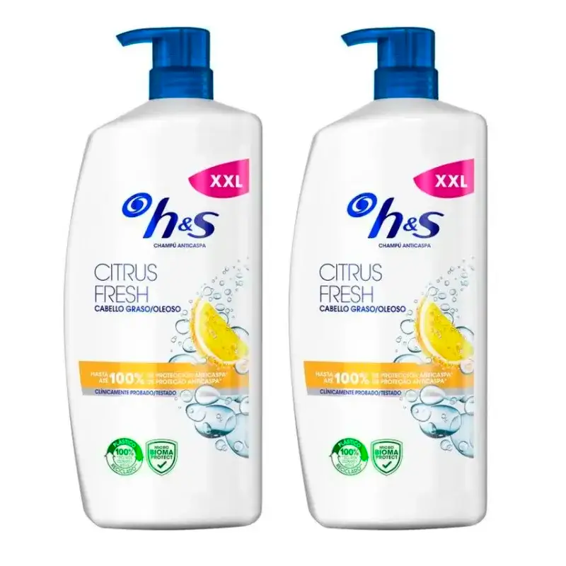 H&S Citrus Fresh Shampoo, Pack 2 x 1000 ml