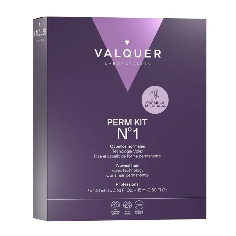 Valquer Professional Perming Kit No. 1 - Normal Hair - Long Lasting Curl in 3 Steps
