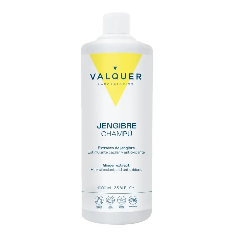 Valquer Ginger Strong Ginger Shampoo - Anti-Dandruff, Revitalising and Strengthening, 1 L