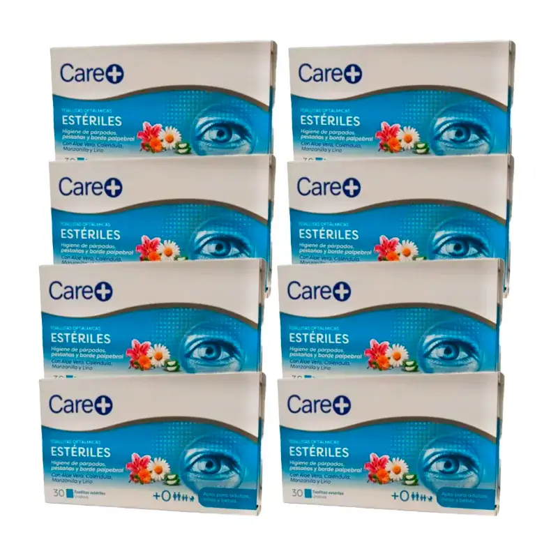 Care+ Sterile Ophthalmic Wipes, Pack 8 x 30 Units