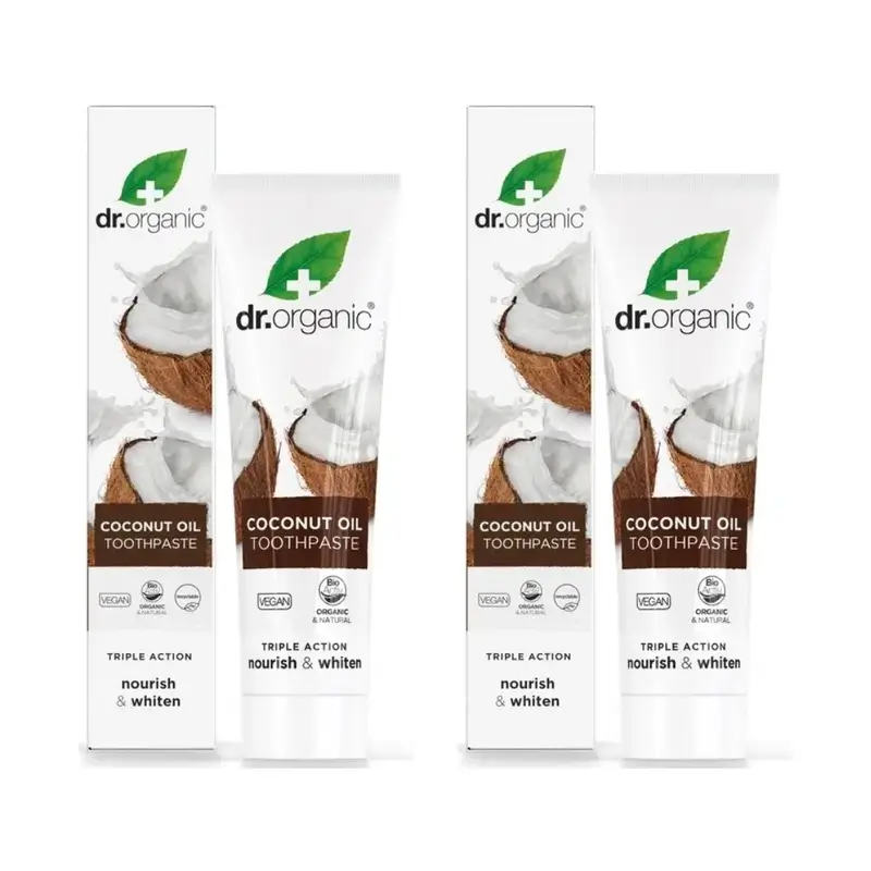 Dr.Organic Coconut Oil Triple Action Toothpaste, 2X100 Ml