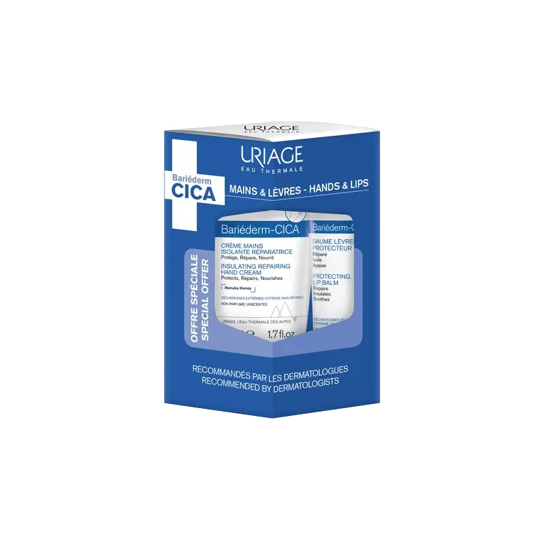 Uriage Promo Bariéderm-Cica Hand Cream, 50 Ml + Lip Balm 15 Ml