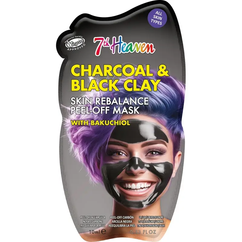 7 Heaven Peel-Off Charcoal & Black Clay Skin Rebalancing Mask , 10 ml