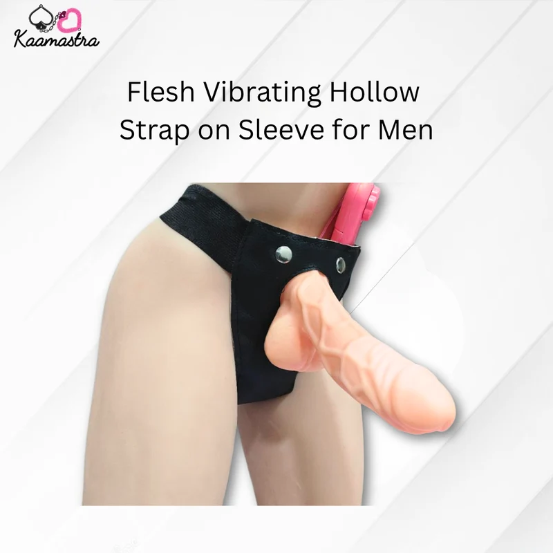 Kaamastra Flesh Vibrating Hollow Strap on Sleeve for Men