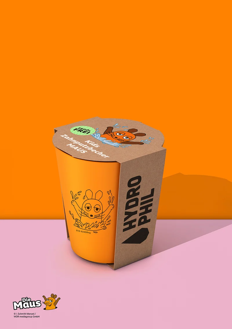 Kinder Zahnputzbecher "Die Maus" - Orange