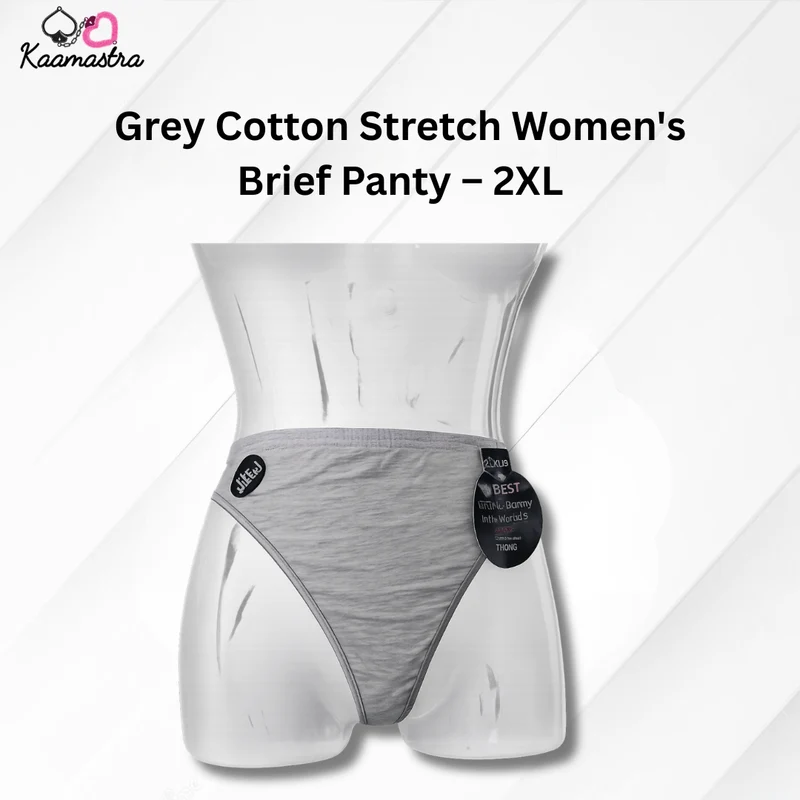 Kaamastra's Grey Cotton Stretch Women's Brief Panty – 2XL