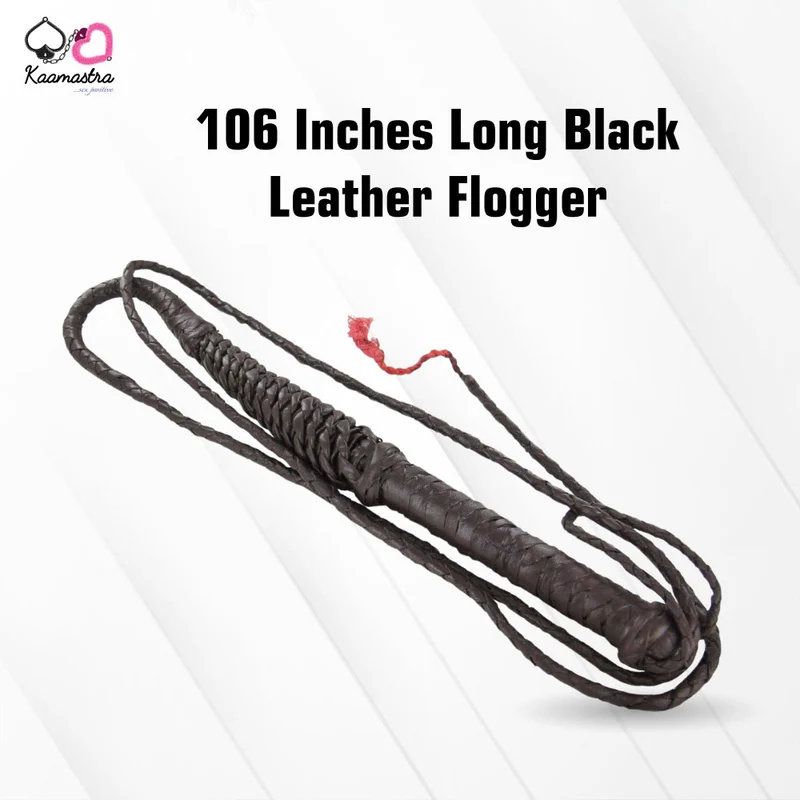Kaamastra 106 Inches/270 cm Long Black Leather Flogger