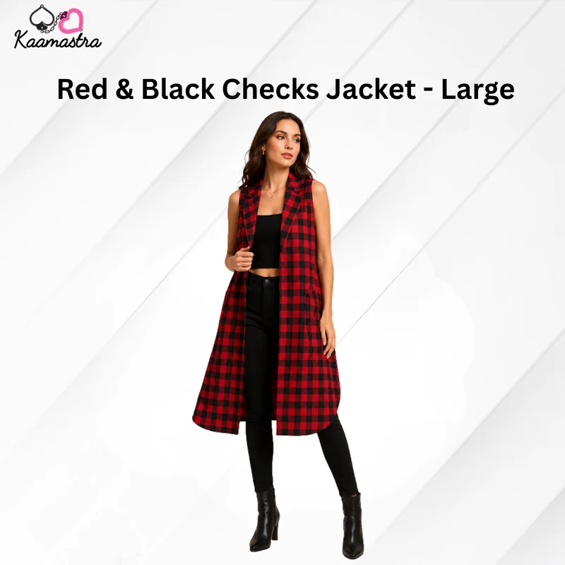 Kaamastra's Red & Black Checks Jacket - Large