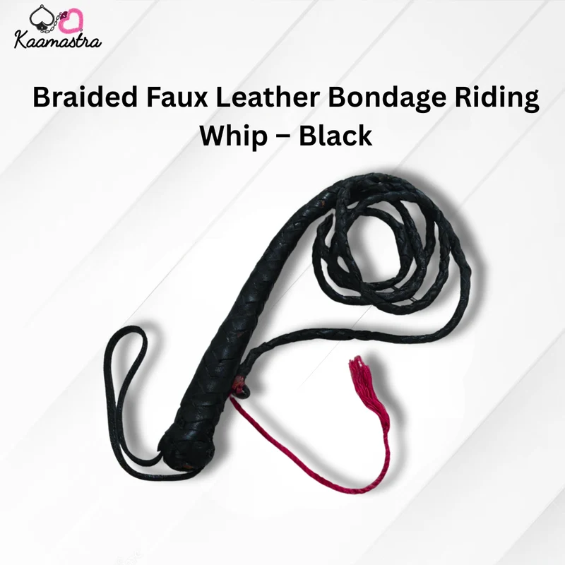 Kaamastra's Braided Faux Leather Bondage Riding Whip – Black