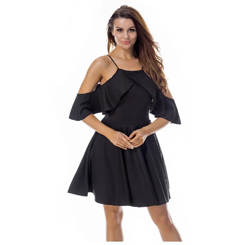 Kaamastra Black Sexy Nighty Shoulder Skater Hot Bodycon Dress