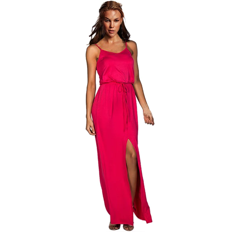 Kaamastra Spaghetti Strap Summer Rose Red Dress